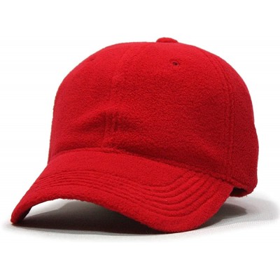 Baseball Caps Micro Fleece Low Profile Adjustable Baseball Caps Beanie Balaclava Neck Gaiters - Red - CW126UM71YL $9.58