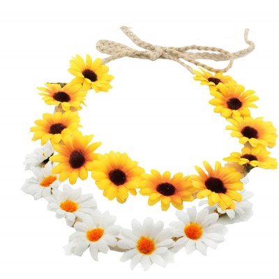Headbands Women Bohemian White Daisy Flower Elastic Headband Headpieces - 2color - CQ18CRNGYAO $18.72