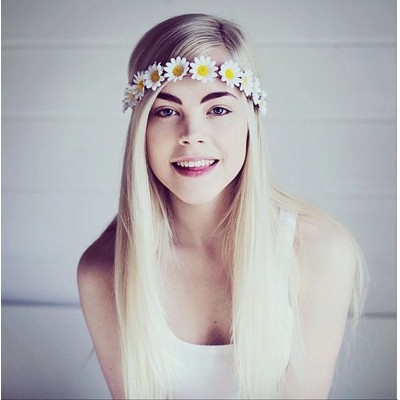 Headbands Women Bohemian White Daisy Flower Elastic Headband Headpieces - 2color - CQ18CRNGYAO $8.49