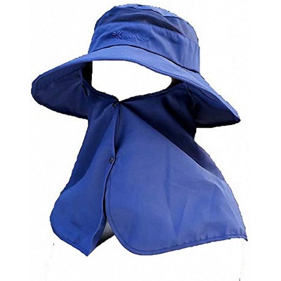 Sun Hats Women's UPF+50 Sun Visor Detachable Flap Hat Foldable Wide Brimmed UV Protection Hat - Xb-06navy - CK1963MHDCR $13.64