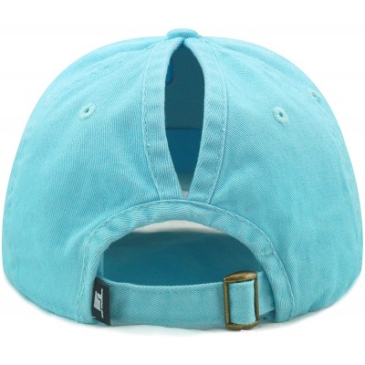 Baseball Caps Unisex Blank Washed Low Profile Cotton & Denim & Tie Dye Dad Hat Baseball Cap - 1. Pony - Aqua - CW12FOR5IVL $1...