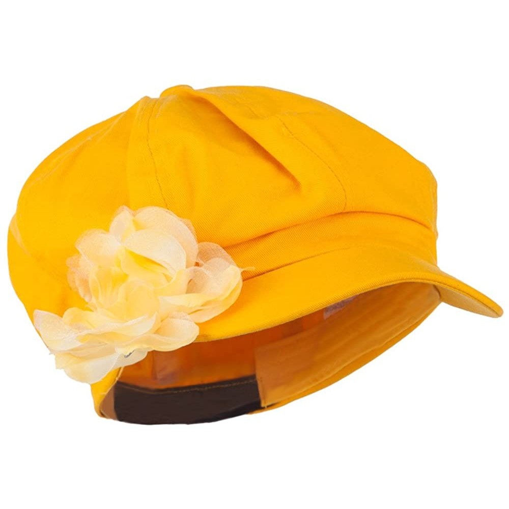 Newsboy Caps Flower Ribbon Trim Newsboy Cap - Yellow - CJ11K1CT4HJ $25.74
