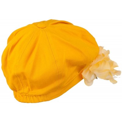 Newsboy Caps Flower Ribbon Trim Newsboy Cap - Yellow - CJ11K1CT4HJ $25.74