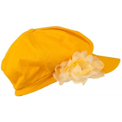 Newsboy Caps Flower Ribbon Trim Newsboy Cap - Yellow - CJ11K1CT4HJ $25.74