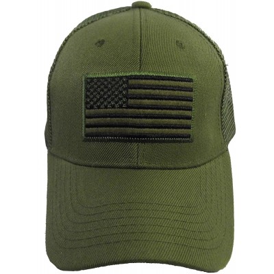 Baseball Caps US American Flag Patch Tactical Style Mesh Trucker Baseball Cap Hat - Olive - CK12HUHS5OP $10.77
