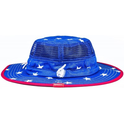 Sun Hats Mesh USA Boonie Sun Hat (Wide Brim) - Red- White and Blue- Sun Protection - Bucket Hat - Blue/Red - CK18SAXK0TT $28.23