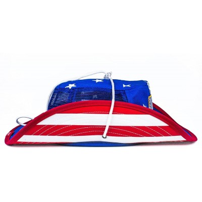 Sun Hats Mesh USA Boonie Sun Hat (Wide Brim) - Red- White and Blue- Sun Protection - Bucket Hat - Blue/Red - CK18SAXK0TT $28.23