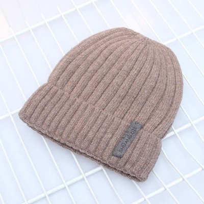 Skullies & Beanies Men's Winter ski Cap Knitting Skull hat - Monochrome Beige - C0187SX5ZSW $14.00