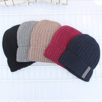 Skullies & Beanies Men's Winter ski Cap Knitting Skull hat - Monochrome Beige - C0187SX5ZSW $14.00