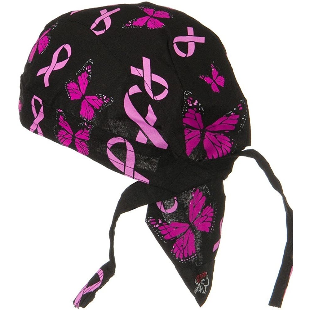 Sun Hats Pink Ribbon Butterfly Flydanna Headwraps Womens Skull Cap Doo Rag Fun Cotton - Bca Pink Ribbon Butterfly - C511AL2ER...