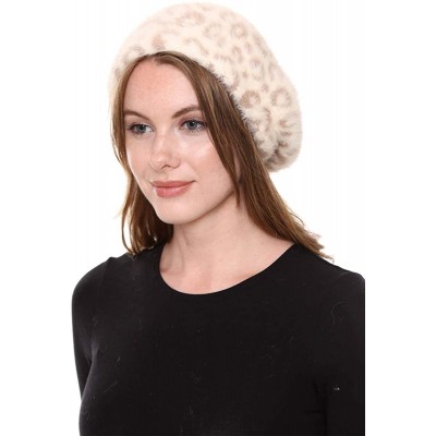 Berets Women's Warm Soft Winter Zebra Pattern Faux Fur Beret Hat Skull Cap (Leopard-Khaki/Beige) - CF18AURXDI7 $14.08