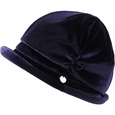 Newsboy Caps Womens Bucket Newsboy Cabbie Beret Cap Cloche Bucket Fashion Sun Hats - Velvet-navy - C118H5GK354 $15.94