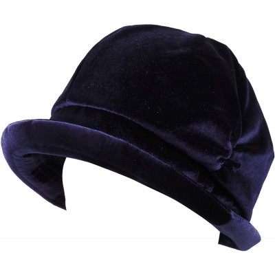 Newsboy Caps Womens Bucket Newsboy Cabbie Beret Cap Cloche Bucket Fashion Sun Hats - Velvet-navy - C118H5GK354 $15.94