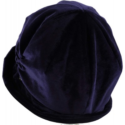 Newsboy Caps Womens Bucket Newsboy Cabbie Beret Cap Cloche Bucket Fashion Sun Hats - Velvet-navy - C118H5GK354 $15.94