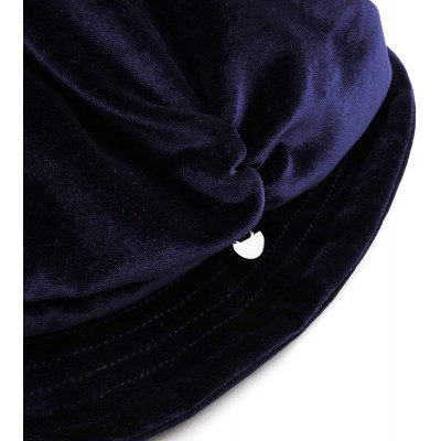 Newsboy Caps Womens Bucket Newsboy Cabbie Beret Cap Cloche Bucket Fashion Sun Hats - Velvet-navy - C118H5GK354 $15.94