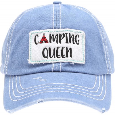 Baseball Caps Baseball Distressed Embroidered Adjustable - Camping Queen -Blue - CO18Y3D6M2Q $18.26