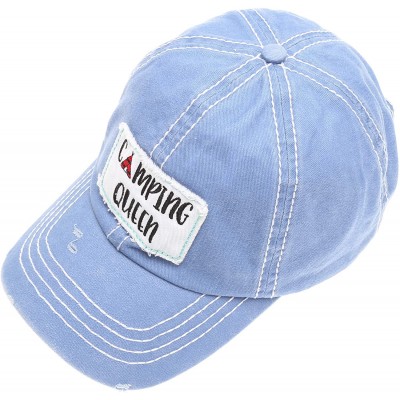 Baseball Caps Baseball Distressed Embroidered Adjustable - Camping Queen -Blue - CO18Y3D6M2Q $18.26