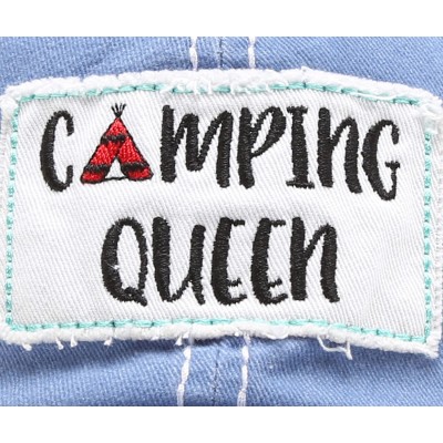 Baseball Caps Baseball Distressed Embroidered Adjustable - Camping Queen -Blue - CO18Y3D6M2Q $18.26
