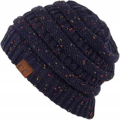 Skullies & Beanies Exclusives Unisex Ribbed Confetti Knit Beanie (HAT-33) - Navy - C8189KTEH9T $29.57