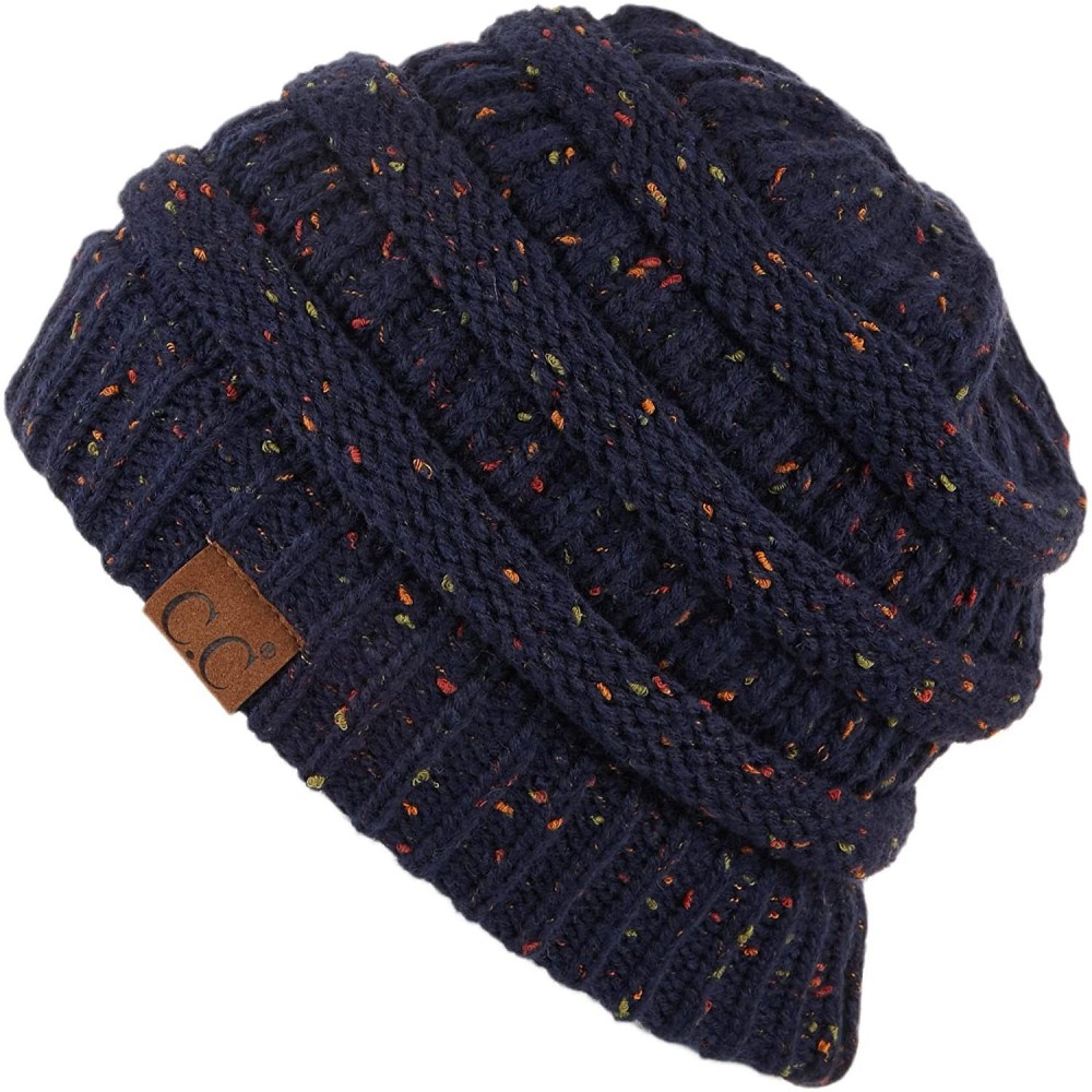 Skullies & Beanies Exclusives Unisex Ribbed Confetti Knit Beanie (HAT-33) - Navy - C8189KTEH9T $10.84