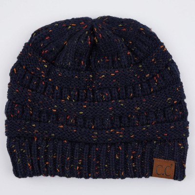 Skullies & Beanies Exclusives Unisex Ribbed Confetti Knit Beanie (HAT-33) - Navy - C8189KTEH9T $10.84