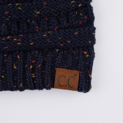 Skullies & Beanies Exclusives Unisex Ribbed Confetti Knit Beanie (HAT-33) - Navy - C8189KTEH9T $10.84