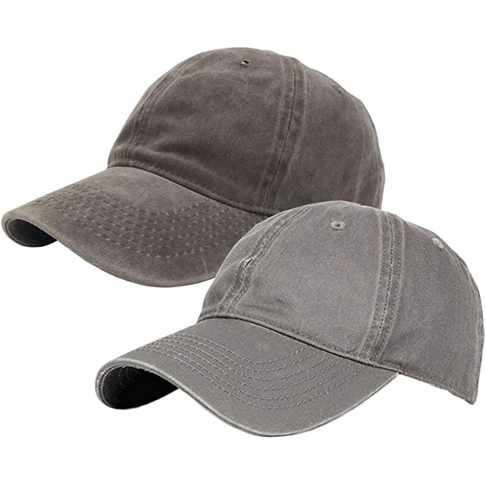 Baseball Caps 2 Pack Vintage Washed Dyed Cotton Twill Low Profile Adjustable Baseball Cap - A-grey+coffee - CF196R44D0W $12.70