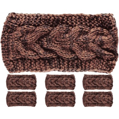 Cold Weather Headbands Plain Braided Winter Knit Headband - 6 Pack Mocha/Brown - CN12OBJCRB6 $29.61