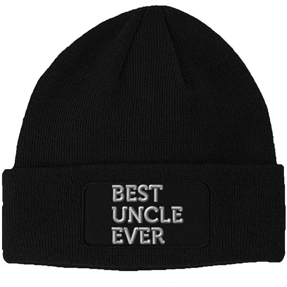 Skullies & Beanies Custom Patch Beanie Best Uncle Ever Embroidery Skull Cap Hats for Men & Women - Black - CI18A6IHL8N $16.13