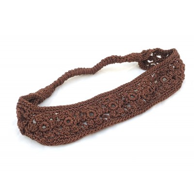 Headbands Crochet daisies elastic Headband handmade- good for women and girls (Chocolate) - Chocolate - CA12E4PEIAP $28.66