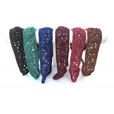 Headbands Crochet daisies elastic Headband handmade- good for women and girls (Chocolate) - Chocolate - CA12E4PEIAP $28.66