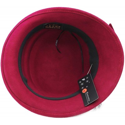 Bucket Hats Womens 1920s Vintage Wool Felt Cloche Bucket Bowler Hat Party Fashion Winter - Style2_burgundy - C618A9LZYHX $17.26