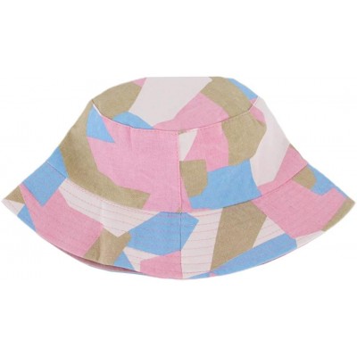 Bucket Hats Reversible Cotton Bucket Hat Multicolored Fisherman Cap Packable Sun Hat - Pink Square - C1197Y2U5OG $13.02