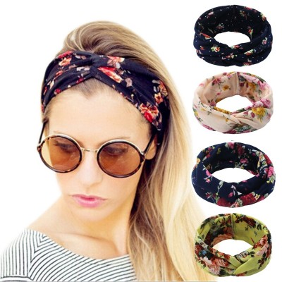 Headbands 4 Pack Women's Headbands Elastic Turban Head Wrap Floal Style Hair Band - Bohemian-c - CI18M65SU48 $17.89