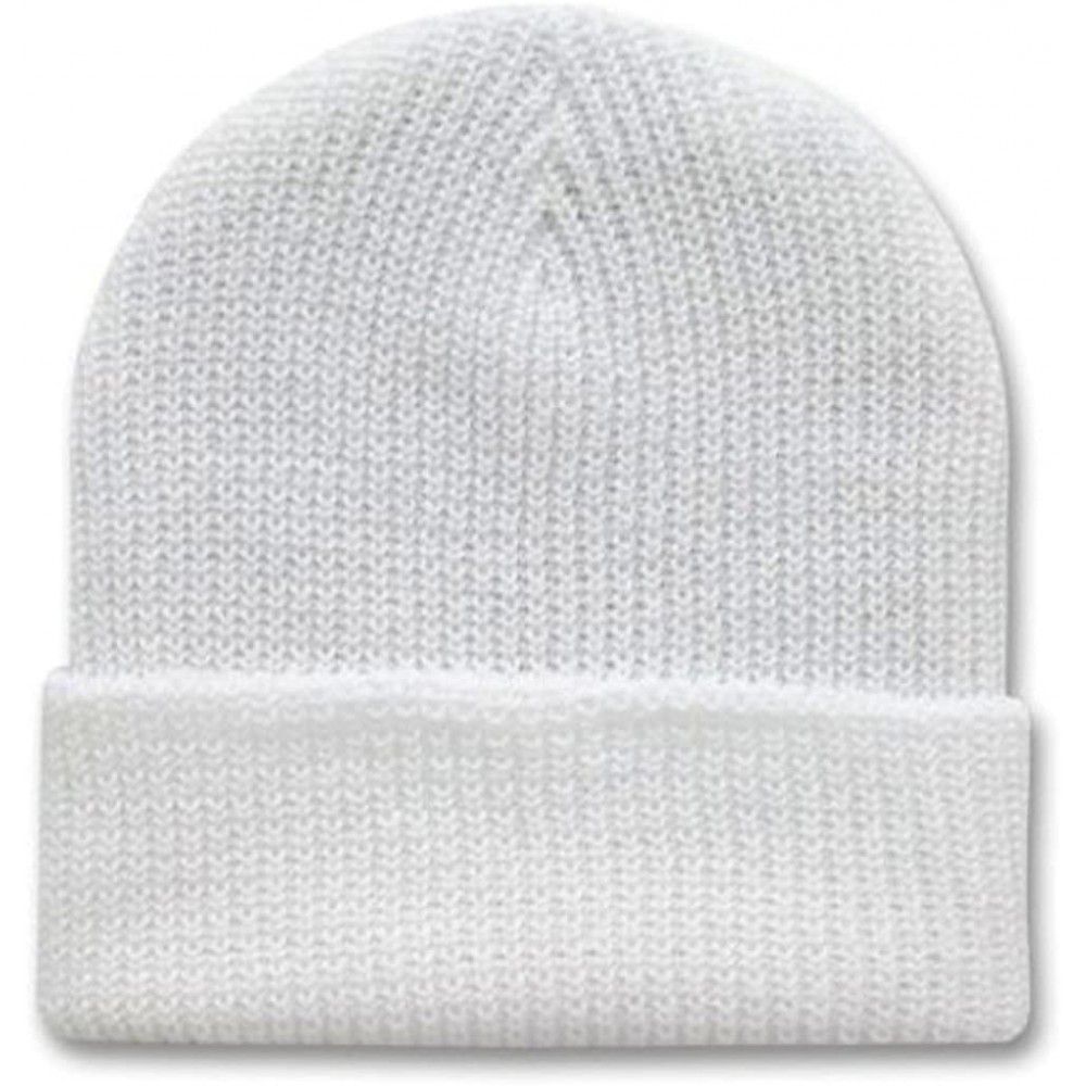 Skullies & Beanies 12 Inch Long Knit Watch Cap Beanie - White - C9119R1OO8T $10.24