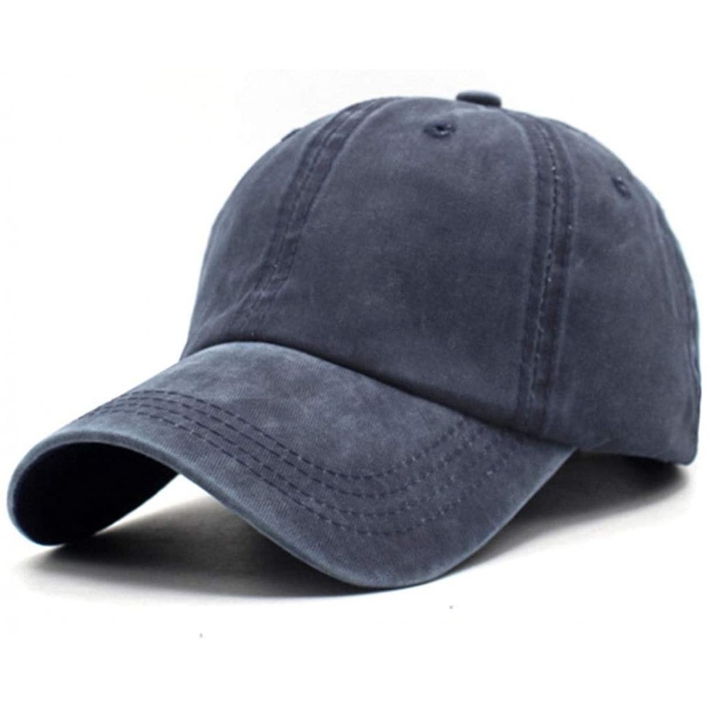 Baseball Caps Unisex Vintage Washed Distressed Baseball-Cap Twill Adjustable Dad-Hat - A05-navy - CU18U8MA5NM $13.85