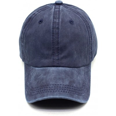 Baseball Caps Unisex Vintage Washed Distressed Baseball-Cap Twill Adjustable Dad-Hat - A05-navy - CU18U8MA5NM $13.85