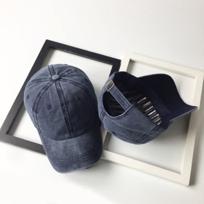 Baseball Caps Unisex Vintage Washed Distressed Baseball-Cap Twill Adjustable Dad-Hat - A05-navy - CU18U8MA5NM $13.85