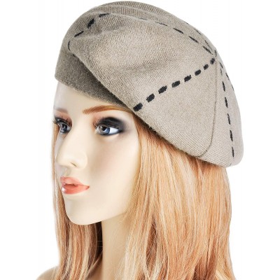 Berets Womens French Beret Hat Reversible Knitted Thickened Warm Cap for Ladies Girls - Whc - C318I6KHRU9 $16.12