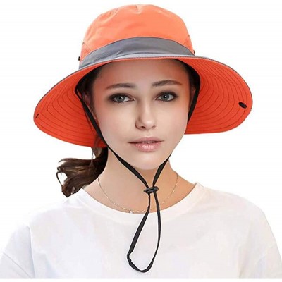 Bucket Hats Adjustable Outdoor Protection Foldable Ponytail - Orange - C718S4X2QNR $8.59