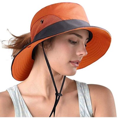 Bucket Hats Adjustable Outdoor Protection Foldable Ponytail - Orange - C718S4X2QNR $8.59