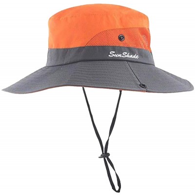 Bucket Hats Adjustable Outdoor Protection Foldable Ponytail - Orange - C718S4X2QNR $8.59