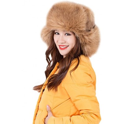 Bomber Hats Women's Russian Cossack Style Faux Fur Winter Ushanka Hat - Khaki - CF128S82GDB $24.32