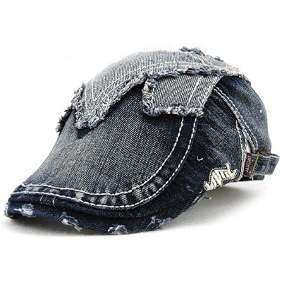 Newsboy Caps Unisex Spring Fashion Denim Patchwork Flat Visor Newsboy Beret Cap Hat - Color B - CJ18DAQL6M4 $14.85