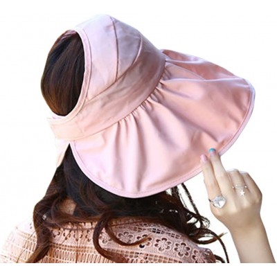 Sun Hats Women's UV Sun Protective Visor Summer Wide Brim Sun Hat Floppy Fold Beach Hat - Pink - C412DOPKS2T $14.48