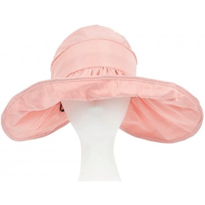 Sun Hats Women's UV Sun Protective Visor Summer Wide Brim Sun Hat Floppy Fold Beach Hat - Pink - C412DOPKS2T $14.48