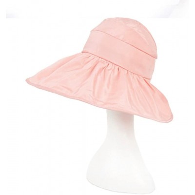 Sun Hats Women's UV Sun Protective Visor Summer Wide Brim Sun Hat Floppy Fold Beach Hat - Pink - C412DOPKS2T $14.48