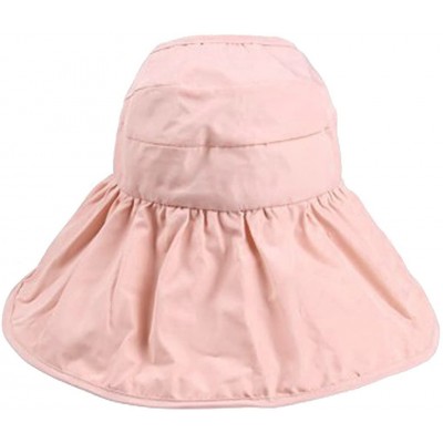 Sun Hats Women's UV Sun Protective Visor Summer Wide Brim Sun Hat Floppy Fold Beach Hat - Pink - C412DOPKS2T $14.48