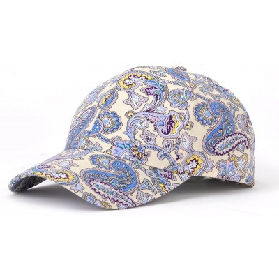 Baseball Caps Floral Print Baseball Cap Adjustable 100% Cotton Canvas Dad Hat Hats for Women - Paisley-blue - CC183N3KW99 $8.80