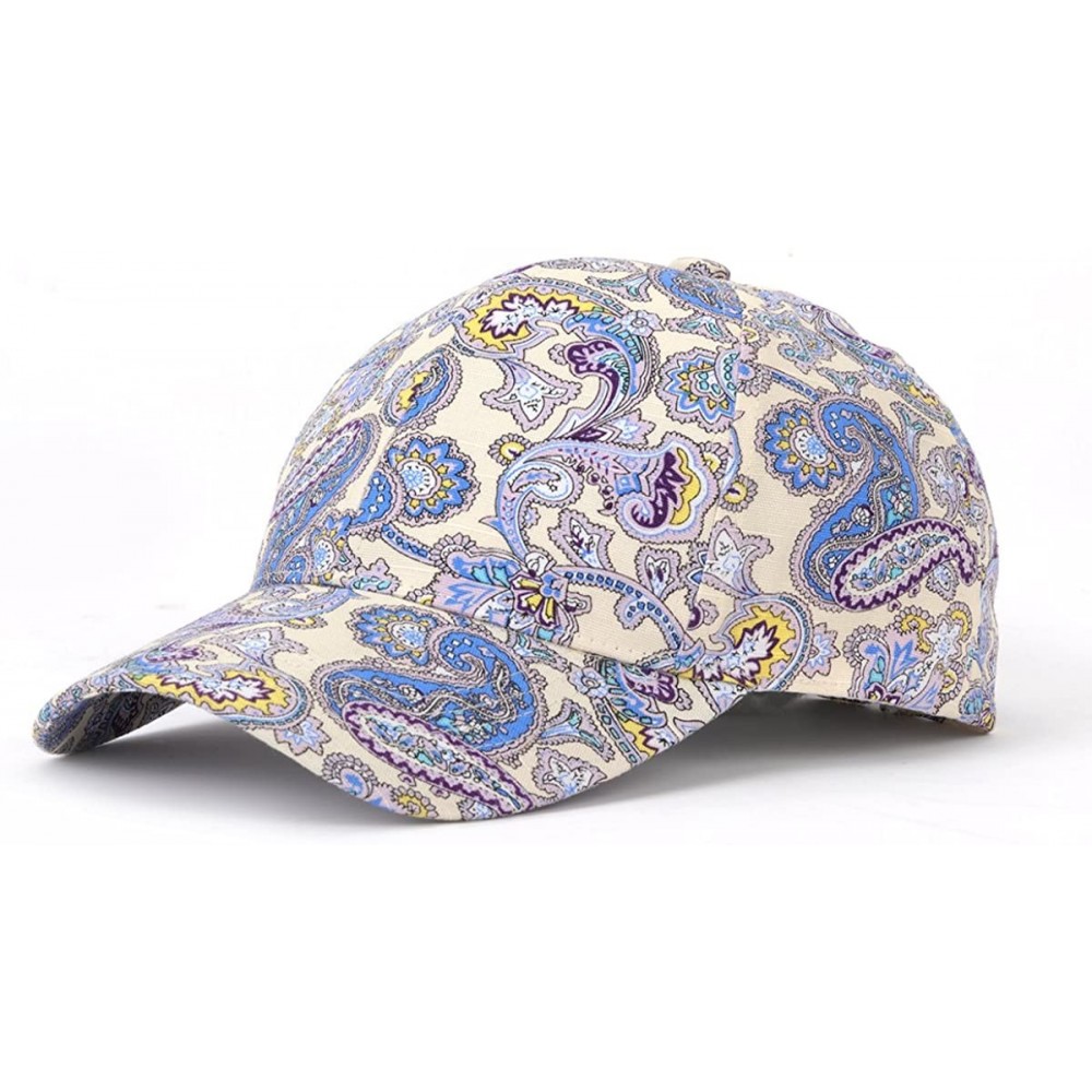 Baseball Caps Floral Print Baseball Cap Adjustable 100% Cotton Canvas Dad Hat Hats for Women - Paisley-blue - CC183N3KW99 $8.80